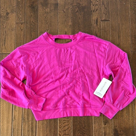 NWT Athleta Pink Crop Twist Back  Sweatshirt - Picture 1 of 4